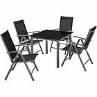 TecTake Garden table and chair set 4 Chairs, 1 Table dark grey