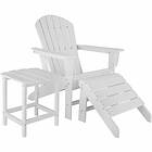 TecTake Rustic garden set | 1 Chair, Footrest, Table - white