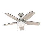 Hunter FAN Ceiling Fan Arcot 117 cm Indoor, with Light and Pull Chain, Brushed Nickel, 5 Reversible Blades Light Gray Oak and Greyed Walnut