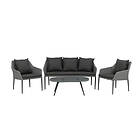 Venture Design Loungegrupp Sofia med Glasbord och Dynor Spoga, Sofa Set, Black, Grey 2077-408