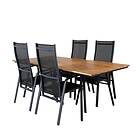 Venture Design Matgrupp Chane med 4 Curz Matstolar Chan Dining Table Black Steel / Acacia (teak look) 200cm GR21467