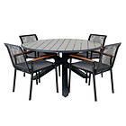 Venture Design Matgrupp Pincy med 4 Douglas Matstolar Parma Table ø 140 Black Al