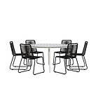 Venture Design Matgrupp Break Ø150 cm med 6 Lindos Stolar Dining Table Round- White / Grey Alu Aintwood GR22698