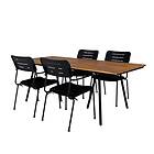 Venture Design Matgrupp Chane med 4 Nime Matstolar Chan Dining Table Black Steel / Acacia (teak look) 200cm GR21461