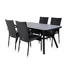 Venture Design Matgrupp Vyn med 4 Hanna Matstolar Virya Dining Table BLACK Alu / Grey Glass small table+An GR21523