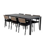Venture Design Matgrupp Bront med 6 Peoria Matstolar Break Table 205*90 Black/Bl