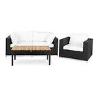 Comfort Garden Loungegrupp Bahamas 3-sits Svart/Teak Bord 617166