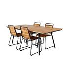 Venture Design Matgrupp Chane med 4 Billy Matstolar Chan Dining Table Black Steel / Acacia (teak look) 200cm GR21473