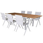 Venture Design Matgrupp Pave med 6 Act Stolar PanamaTable160/240-White/Teak+AlinaChairWhiteAlu/Textilene_6 GR21863