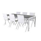 Venture Design Matgrupp Bront Vit med 6 Aspen Matstolar Break Table 205*90 White/Grey+Alina Dining Chair white A GR21698