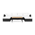 Comfort Garden Loungegrupp Bahamas Soffa 6-sits med Bord Svart/Teak/Vit Svart/Teak 617172