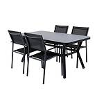 Venture Design Matgrupp Vyn Svart med 4 Samba Stapelbara Matstolar Virya Dining Table BLACK Alu / Grey Glass small table+Sa GR21525