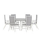 Venture Design Matgrupp Break Ø150 cm med 6 Stolar Dining Table Round- White / Grey Alu Aintwood GR22701