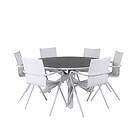 Venture Design Matgrupp Copacabana med 6 Aspen Matstolar Table ø 140 White/Grey+Alina Dining Chair whi GR21730