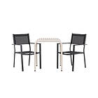 Venture Design Cafégrupp Borneo Bord med 2 Copacabana Stolar Cafetable Aluminium Beige / Kvadrat 70*70* +Copacabana Stacking Chair Black/Bla