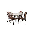 Venture Design Matgrupp Lina Bord med 4 Galera Stolar Dining Table Beige Round 120 cm +Galera Diningchair Aluminium Brown / Wicker _4 GR2342