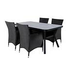 Venture Design Matgrupp Vyn med 4 Knac Matstolar Virya Dining Table BLACK Alu / Grey Glass small table+Kn GR21531