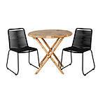Venture Design Matgrupp Coby med 2 Minos Matstolar Cane Café table ø90cm Bamboo+Lindos Stacking Chair Black GR21181