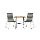 Venture Design Cafégrupp Holmbeck Bord med 2 Bois Stolar Cafetable Stål Black / Rectangular 55*70*74 +Bois Diningchair Silver Green Rope _2 