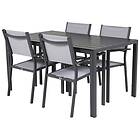 Venture Design Matgrupp Bront 150 med 4 Copacabana Karmstolar Break bord-150*90 Svart Alu/Svart+Copacabana stolSvart Alu/4 GR18321