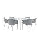 Venture Design Matgrupp Break Ø150 cm med 6 Spoga Stolar Dining Table Round- White / Grey Alu Aintwood GR22699