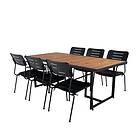 Venture Design Matgrupp King med 6 Nime Matstolar Khung Dining Table Black Steel