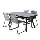 Venture Design Matgrupp Vyn med 4 Lumi Stolar Virya Dining Table BLACK Alu / Grey Glass small table+Li GR21526