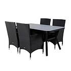 Venture Design Matgrupp Vyn med 4 Mani Matstolar Virya Dining Table BLACK Alu / Grey Glass small table+Ma GR21522