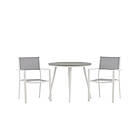 Venture Design Cafégrupp Break Ø90 cm med 2 Copacabana Stolar Dining Table Round- White / Grey Alu Aintwood GR22683