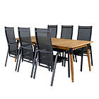 Venture Design Matgrupp Julle med 6 Cubb Recliner Matstolar Julian Dining Table Acasia 210*100cm+Copacabana GR21325