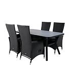 Venture Design Matgrupp Vyn med 4 Pam Matstolar Virya Dining Table BLACK Alu / Grey Glass small table+Pa GR21521