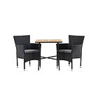 Venture Design Cafégrupp Holmbeck Bord med 2 Malina Stolar Cafetable Stål Black / Rectangular 55*70*74 +Malina Diningchair Alumnium Wicker _