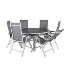 Venture Design Matgrupp Copacabana med 6 Aleyna Positionsstolar Högt Ryggstöd Table ø 140 White/Grey+Albany Light 5-pos white GR21731