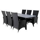 Venture Design Matgrupp Vyn med 6 Pam Matstolar Virya Dining Table Black Alu / Grey Glass big table+Pado GR21554