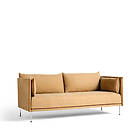 Hay Silhouette 2-sits soffa tyg linara 142 cognac leather piping brown, cognac piping, kromben