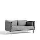 Hay Silhouette 2-sits soffa tyg olavi 03 grey, svart piping, svart metallben