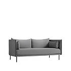 Hay Silhouette 2-sits soffa tyg coda 182 black leather piping grey, svart piping, svart metallben