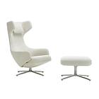 Vitra Grand Repos fåtölj & Ottoman aluminiumstativ Nubia 01 ivory-pearl