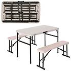 Lifetime Ultra-resistant Folding Table With 2 Benches Set 106x61x74 Cm Uv100 Beige,Svart