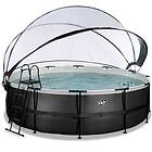 Exit Toys Pool Black Leather High Rund med Filterpump Inkl. Tak / Sandfilter exkl. Värmepump / 427cm
