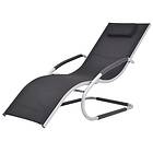 vidaXL Chaise longue med kudde aluminium och textilene svart