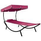 vidaXL Chaise longue med tak & kudde rosa