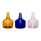 Hübsch Vase Glass Bärnsten/Blue/Rosa 3 st 11x8 cm