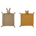 Liewood snuttefilt Agnete 2-pack, Rabbit oat/Mr Bear golden