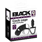 You2Toys Black Velvets: Cock Cage with Butt Plug