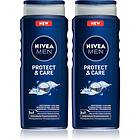 Nivea Men Protect & Care Dusch-gel för ansikte, kropp och hår 2 x 500ml (Ekonomiförpackning) male