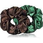 BrushArt Hair Large satin scrunchie set Hårsnoddar Brown & Green (2 st)