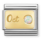 Nomination Classic Gold månadssten oktober vit opal 030519/10