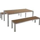 Beliani Garden set Nardo table and 2 benches light wood