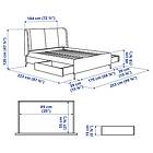 IKEA TUFJORD Klädd sängstomme med förvaring 160x200 cm
